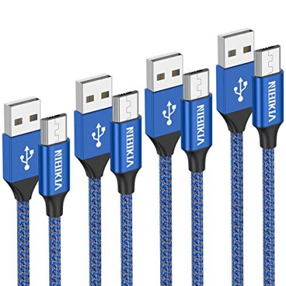 NIBIKIA Cable Micro USB [4Pack 0.5M 1M 2M 3M] Carga Rápida Android Cable Android Nylon Movil Cables Cargador Compatible con Samsung S7 S6 S5 j7 j5 j3 Tablet Huawei Sony HTC Motorola Nexus LG PS4